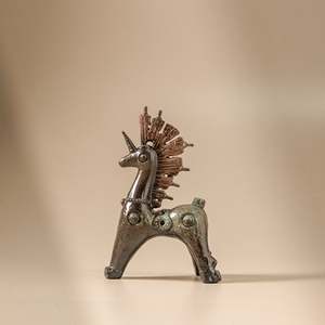 Figurine décorative de cheval en céramique artisanale, finition bronze antique, sculpture rustique, art de table, objet de collection, décoration intérieure - Product Image 4
