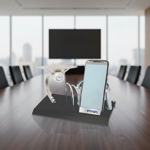 Organisateur de bureau exécutif pour usage professionnel, support mobile, horloge, porte-cartes de visite, accessoire de table de bureau - Product Image 2