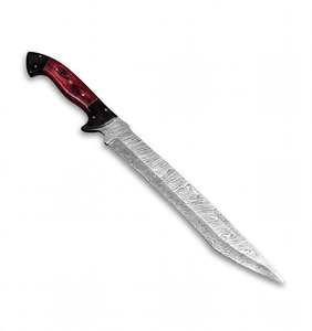 Outil utilitaire robuste à lame fixe avec poignée ergonomique à rainures pour les doigts et manche en bois rouge. - Product Image 4
