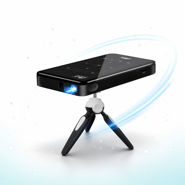 Mini DLP Pocket Projector Outdoor for Backyard Movie Night Android 14 WiFi Bluetooth Built-in Battery 4000mAh 8K Video Decoding