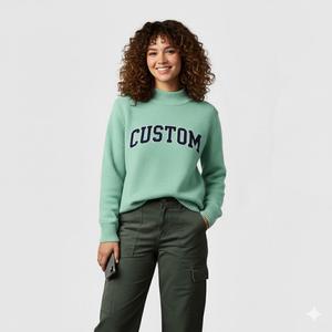 Womens White Graphic <b>Mock</b> <b>Neck</b> Sweatshirt Casual Oversized Fleece Winter Pullover <b>Top</b> - Product Image 5