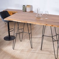 Table de bar Vandana Urban Surface en bois d'acacia avec pieds en métal, design Wendy, 160 cm