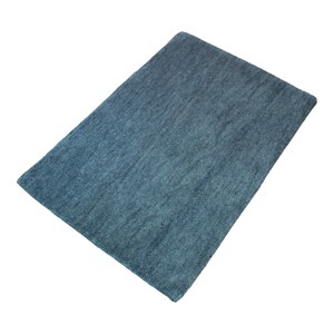 Tapis moderne en laine bleue tufté à la main, à poils ras, design uni, pour salon, chambre, hôtel - Product Image 3