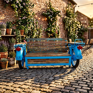 Classic Bullet Style <b>Sofa</b> <b>Bench</b> Vintage Auto Themed Seating Furniture Crafted with Reclaimed Vehicle Materials and Wood - Product Image 3
