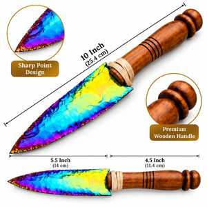 Cuchillo Decorativo de Cristal Obsidiana Aura de Titanio Premium con Mango de Madera para Decoración de Altar Metafísico - Product Image 2