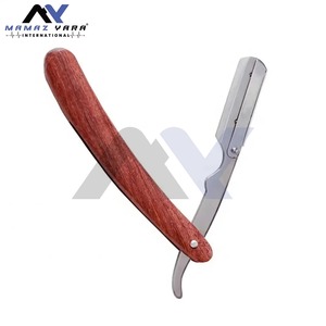Navaja de barbero clásica con mango de madera y hoja de acero al carbono para afeitado de precisión, rasuradora manual de seguridad. - Product Image 2