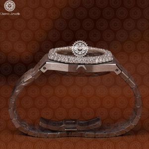 Charm Jewels Luxury Women's Stainless Steel Tonneau <b>Watch</b> <b>Diamond</b> Encrusted Analog Quartz 38mm Folding Clasp - Product Image 4