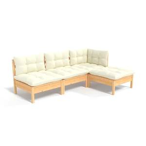 Conjunto de Muebles de Jardín de Madera de Pino Maciza con Tela 100% Poliéster - Product Image 2