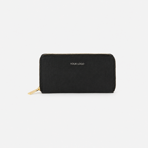 HINDVANTA GLOBAL Cartera de mano negra de moda para mujer con cadena de PU, cremallera y logo, monedero delgado con forro de cuero orgánico sólido para uso diario 6-7 - Product Image 3