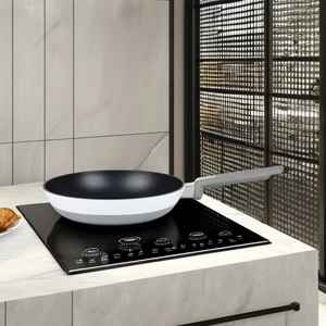 Sartén Antiadherente Blanca, Compatible con Inducción, de Aluminio, con Mango Resistente al Calor, Utensilios de Cocina - Product Image 1