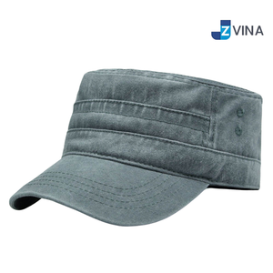 Custom Logo Cotton <b>Flat</b> Top Cap Unisex Casual Spring Summer Breathable <b>Hat</b> - Product Image 1