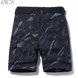 Shorts cargo en toile pour hommes, imprimé géométrique, toucher doux, style streetwear, respirant, tendance été, qualité supérieure, prix de gros - Product Image 2