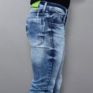 Jeans bleus extensibles pour hommes Gex, taille mi-haute, nouveau style, vente en gros sur mesure - Product Image 3
