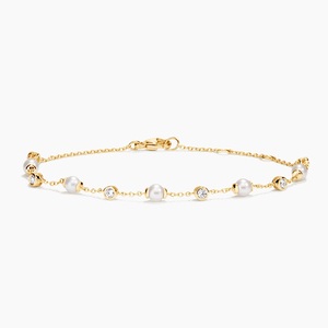Pulsera de Eslabones con Diamantes Engastados en Bisel y Piedras Blancas - Product Image 3