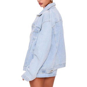 Women’s Oversized Drop Shoulder <b>Denim</b> Jacket Distressed Ripped Casual Streetwear <b>Coat</b> Trendy Relaxed Fit Vintage Style Outerwear - Product Image 2