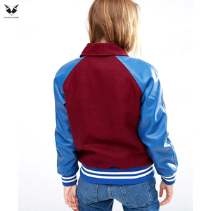 Hand Made Women's Varsity <b>Jacket</b> Solid Color Contrast Trim Full Sleeve Turn-down Collar Autumn Wear Regular Fit Letter A Design - Product Image 4