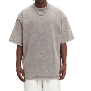 Camisetas de algodón puro de manga corta con cuello redondo, estampados con efecto lavado ácido, personalizables con logo, para hombre. - Product Image 2