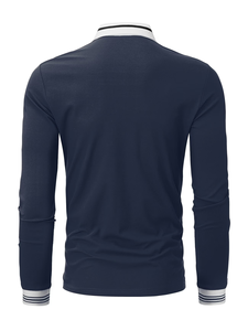 เสื้อโปโลผู้ชายสีสันตัดกันแบบใหม่ขายดี มาพร้อมดีไซน์กระเป๋าหลอก ผลิตจากผ้าเนื้อนุ่ม เหมาะสำหรับกิจกรรมกลางแจ้ง - Product Image 4