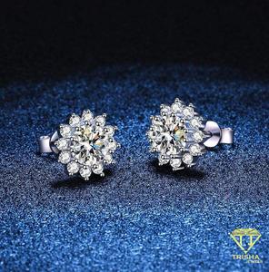 Pendientes de tuerca rosas de primera calidad cultivados en laboratorio, diseño de halo redondo, chapados en plata 925, joyería fina, regalo nupcial para boda - Product Image 6
