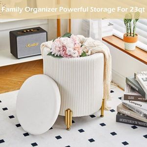 Pouf Contenitore Contemporaneo da 23Qt, Poggiapiedi in Velluto, Sgabello da Toeletta, Sedia con Supporto da 136 kg, Stile Moderno, Tavolino da Caffè con Pouf - Product Image 6