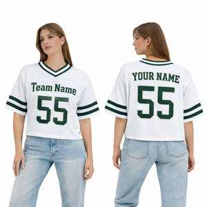 Maillot de football jaune personnalisé pour femme, coupe courte, col en V, respirant, en maille, avec nom, numéro et tenue d'équipe, OEM - Product Image 2