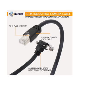 RJ45 CAT6 GigE Camera <b>Cable</b> Right Angle Down Screw <b>Lock</b> Connector for Machine Vision Systems and Automation Equipment - Product Image 1