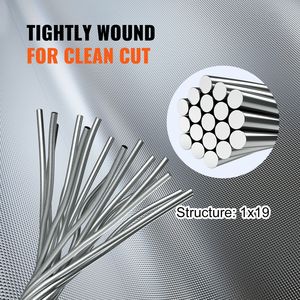 Cable de Acero Inoxidable T316 1x19 de 1/8'' para Aeronaves, Cable de Riel, Cuerda de Alambre, 984 Pies, Categoría de Producto: Varillas de Alambre de Acero - Product Image 5