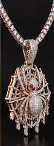 Colgante de Plata 925 con Moissanita en Forma de Telaraña, Chapado en Oro Rosa, Joyería Brillante Redonda para Fiesta - Product Image 2
