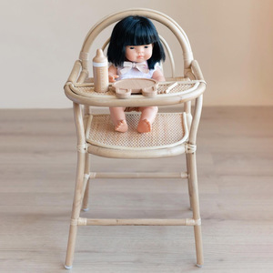 Trona de juguete de ratán para niña, trona artesanal para muñecas, silla de alimentación de juguete para muñecas - Product Image 2