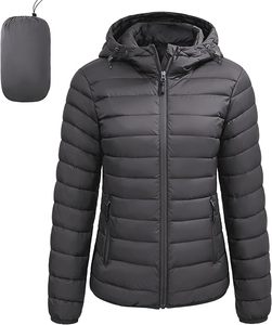 Light Pink Hooded <b>Puffer</b> <b>Jacket</b> Women's Casual Windproof Zipper Front Autumn <b>Thin</b> Polyester Wadding Regular Fit Solid Color - Product Image 5