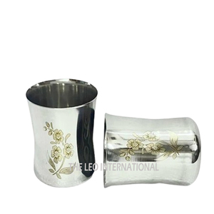 ชุดแก้วน้ำสแตนเลส 2 ใบ รูปทรงแปลกตา ลวดลายทำมือ สำหรับดื่ม - Product Image 1