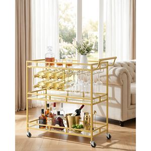 Chariot de bar roulant moderne à 3 niveaux avec étagères en verre trempé, station de service de cuisine - Product Image 6