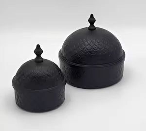 Artisan Wood & Black Casserole Premium Food Warmers 2-Piece Minimalist <b>Buffet</b> <b>Server</b> with Conical Lids & Side Handles - Product Image 3