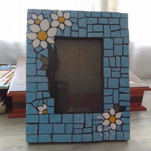 Blue Mosaic Tile Resin Photo <b>Frame</b> Handmade Flower Desktop Picture <b>Frame</b> Home Decor Rectangle Tabletop Display Portrait <b>Frame</b> - Product Image 1