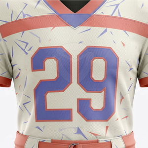 Conjunto de Uniforme de Fútbol Americano Sublimado Personalizado, Jersey de Poliéster Transpirable, Pantalones de Entrenamiento Acolchados, Cuello en V, Unisex - Product Image 5