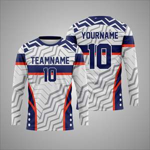 Camiseta deportiva de manga larga con sublimación personalizada – Camiseta de entrenamiento atlético con impresión de número y nombre de equipo personalizados - Product Image 1