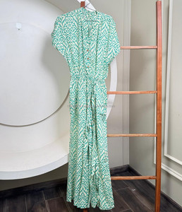 Mono estampado elegante personalizado para mujer con bolsillos, ropa informal de pierna ancha con cuello en V elegante, traje de resort bohemio, moda de verano - Product Image 3