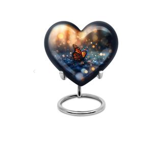 Urne commémorative en métal noir en forme de cœur de papillon, mini urne pour cendres de hommes et de femmes, urne commémorative en forme de papillon noir - Product Image 1