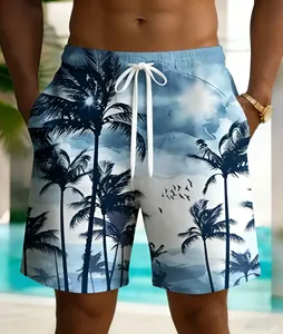 Shorts d'été pour hommes, imprimé dégradé 3D palmiers, style hawaïen, short de bain ample pour hommes - Product Image 6