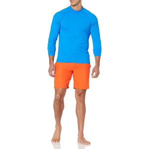Unisex Long Sleeve Rash Guard Blue Quick Dry Spandex/Polyester UPF50+ Eco-Friendly Anti-Bacterial Adult <b>Swim</b> <b>Shirt</b> - Product Image 4