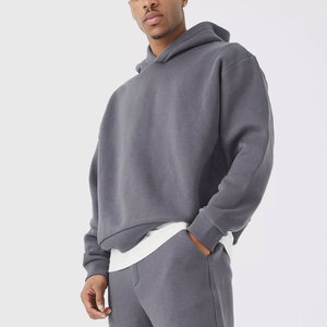 Sudadera con Capucha Gris para Hombre, Larga, Casual, de Color Sólido, 100% Algodón, Corte Holgado, con Bolsillos Laterales, para Otoño 2026 - Product Image 4