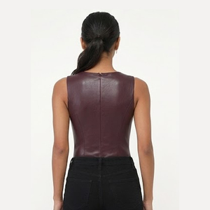 High Demanded Faux <b>Leather</b> Sleeveless <b>Bodysuits</b> for Women Light Weight Comfortable OEM Service TWILL SPORTS Training Club - Product Image 4