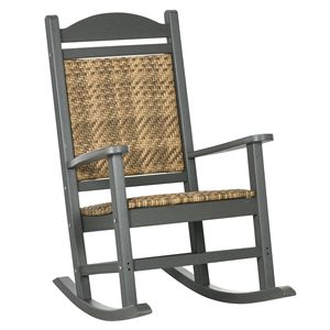 Sedia a dondolo da esterno con sedile e schienale imbottiti, telaio in HDPE resistente allo sbiadimento, in rattan PE, per portico - Product Image 1