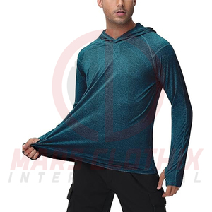 เสื้อฮู้ดตกปลาคุณภาพพรีเมียมสำหรับฤดูร้อน สีพื้น ใส่สบาย ระบายอากาศได้ดี สำหรับผู้ชาย ป้องกันรังสียูวี UPF50+ - Product Image 6