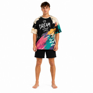 เสื้อยืดโอเวอร์ไซส์ทรงหลวมไหล่ตก ผ้าฝ้ายพรีเมียม ระบายอากาศได้ดี น้ำหนัก 240 กรัม สำหรับผู้ชาย สไตล์สตรีทแวร์ รับผลิตเสื้อยืดแบรนด์ส่วนตัว - Product Image 1