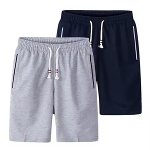 Shorts Bermuda en Coton pour Hommes, Couleur Unie, Taille Élastique, Cordon de Serrage, Poches, Gris Bleu Marine - Product Image 6