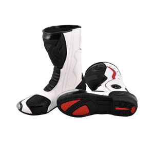 Bottes de moto pour hommes blanches en cuir imperméables avec protection de la cheville pour toutes les saisons et la course - Product Image 6