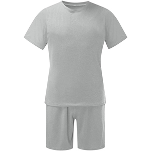 Camiseta de Manga Corta para Hombre, Gris, de Algodón, Informal, Veraniega, Transpirable, Tejida, de Color Sólido, con Logotipo en Relieve 3D en la Parte Delantera - Product Image 5