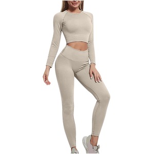 Conjunto de Yoga de 2 Piezas con Logotipo Personalizado a Precio Razonable, Top de Cintura Alta, Diseño de Ropa Deportiva para Gimnasio, Leggings y Sujetador Deportivo para Mujer - Product Image 1