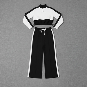 Casual Streetwear Oversized Jacket & Patchwork <b>Joggers</b> Winter Warm Wear Women Tracksuits women <b>crop</b> top two piece sets - Product Image 1